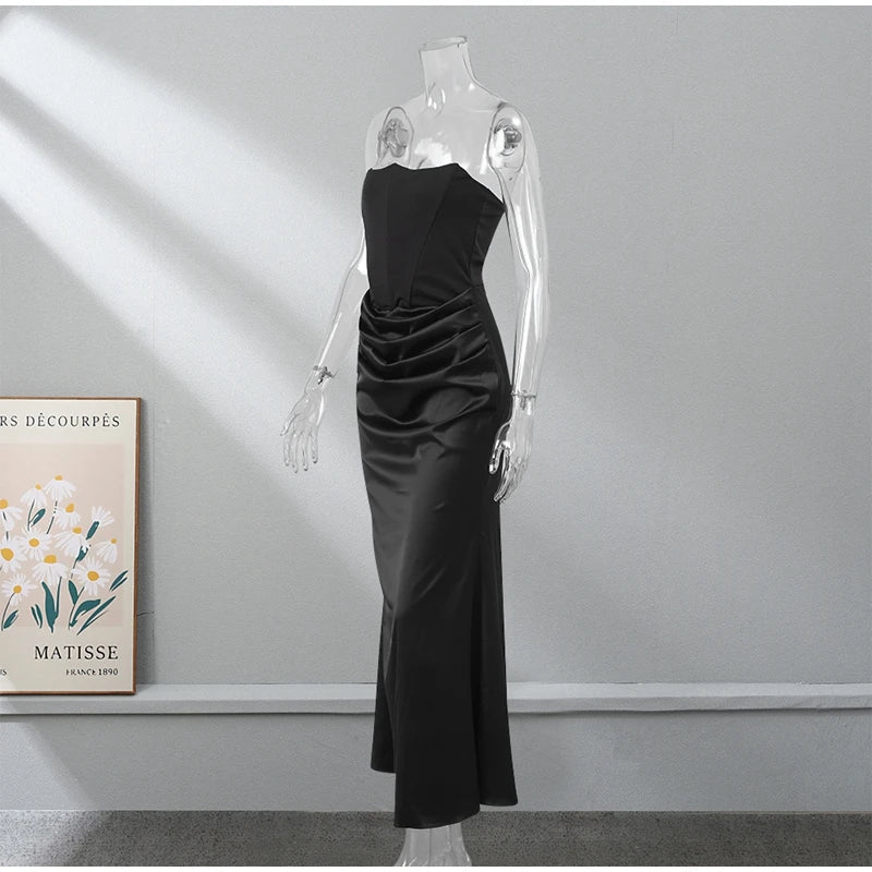 Satin Pleated Dress