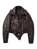 Vintage Belted Moto Faux Leather Jacket