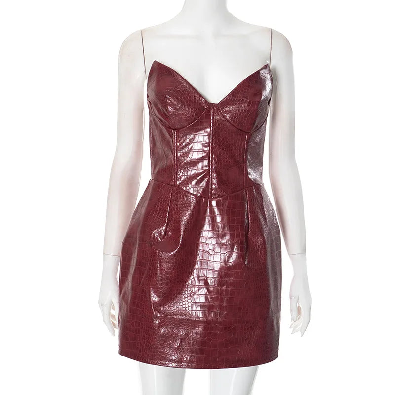 Women’s Strapless Leather Mini Dress
