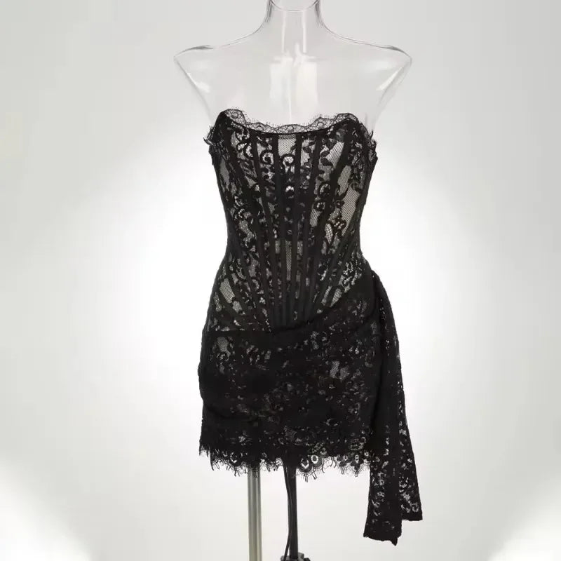 Women’s Strapless Lace Evening Dress